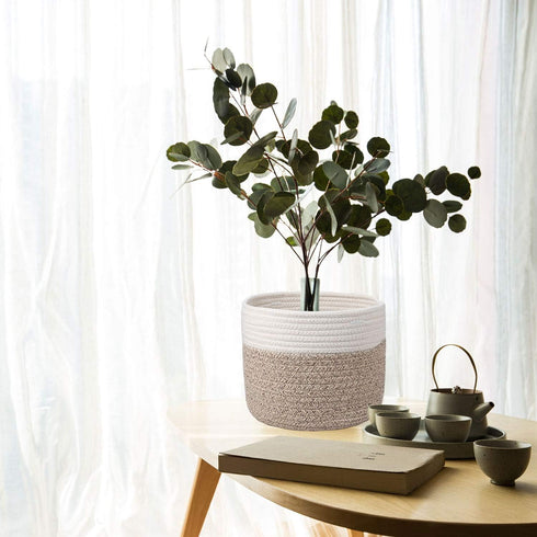 Woven Cotton Rope Plant Basket for 8" Flower Pot Small Basket for Plants Storage Organizer H7.5 x W8.5...