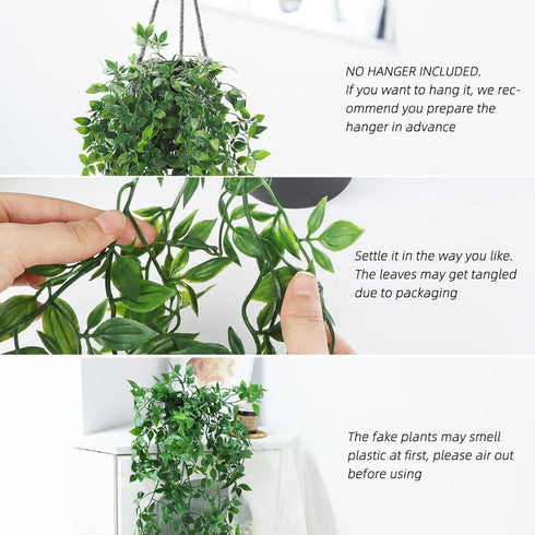 Whonline Fake Hanging Plants, Artificial Small Potted Plants for Indoor Outdoor Aesthetic Office Living Room Shelf Decor (1 Pack)...