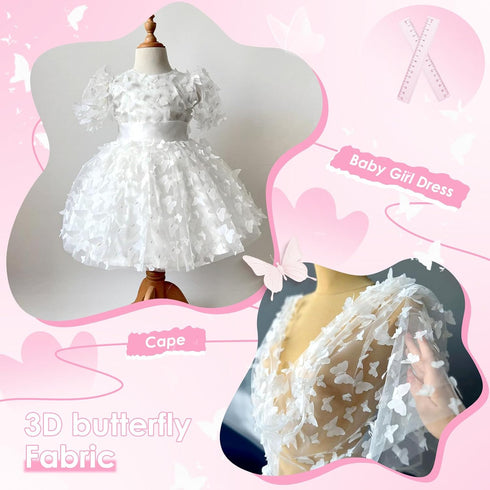 White Tulle Fabric Rolls 2 Yards: Butterfly Embroidery Sheer Fabric - for Tutu Skirts Dress Sewing DIY Home Studio...