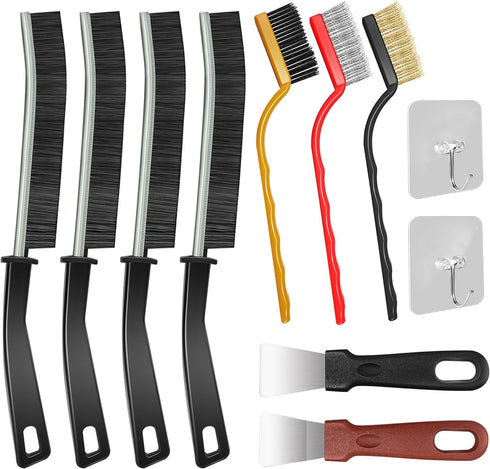 Hard Bristle Crevice Cleaning Brush, 11 Pcs Multifunctional Gap Cleaning Brush Tool Kits for Household, Full Sets Crevice Cleaning Brush for Kitch...