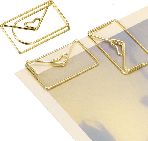 YOKIVE 20 Pcs Paper Clips, Envelope Shape | Keep Desk Neat, Great for Art, Home, Daily Use (Gold)...