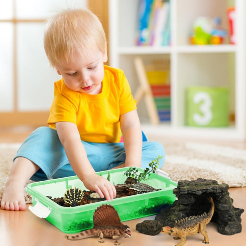 15Inch Portable Sensory Bin Play Tray with Lid, Fill with Water, Sand, Beads and More (Green)...