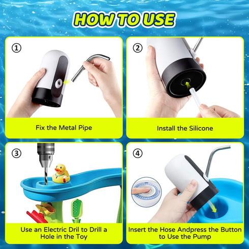 Water Pump for Water Table, Portable Pump for Kids Sand Water Play Table Work Continuously for 2 Hours, Toddler Activity Table Accessories Fun Sum...