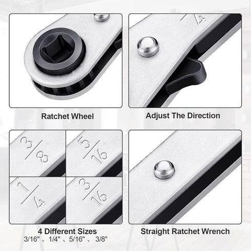 ANCIRS 5/16 to 1/4 HVAC Service Wrench for Air Conditioning, 3/8 to 1/4 Ratcheting Air Conditioner Service Wrench for Refrigeration Equipment Repa...
