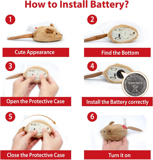 Gigwi Interactive Cat Toy Mouse, Moving Automatic Cat Toys Mice Electronic with Furry Tail, Automatic Squeaky Cat Toys for Kitten Indoor/Outdoor E...
