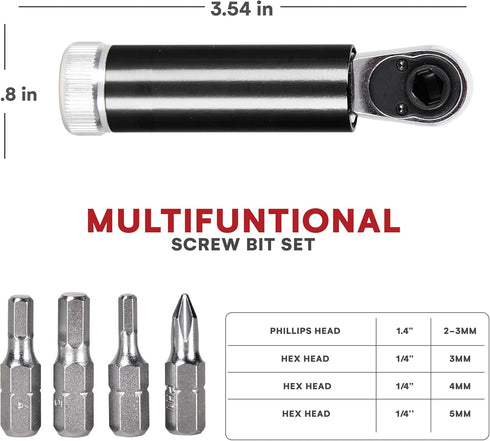 PRO BIKE TOOL Air Ratchet Wrench - Impact Ratchet Wrenches - Ultra Portable Design with Different Bits in Shaft - Durable Construction - Ideal for...