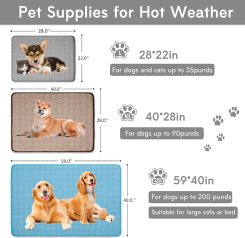 Dog Cooling Mat Cooling Pad for Dog, Washable Cooling Blanket Cushion for Kennel Sofa Bed Floor Car Seats,Travel Summer Dog Pad Made of Ice Silk (...