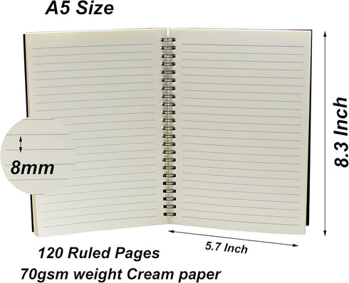 Yansanido Spiral Notebook, 6 Pcs A5 Craft Softcover 8mm Ruled 6 Color 60 Sheets -120 Pages Journals for Study and Notes(6 color)...