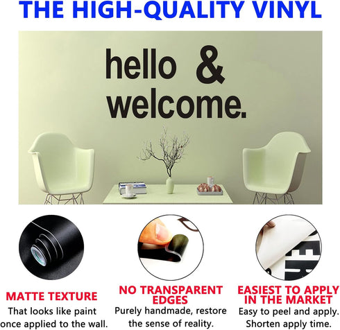 Wall Decal Stickers, Hello Welcome Stickers, (Easy to Apply), Vinyl Wall Decor Art Front Door Inspirational Motivational Quotes, Office Gym Nurser...