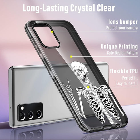 Toycamp for Note 20 Case, Cute Funny Skull Skeleton Design for Women Girls Boys Teens for Galaxy Note 20 Cases, Cute Cartoon Punk Skull Print Cove...