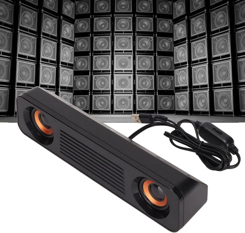 Portable HiFi Sound Wired Computer Sound Bar, USB Powered 3.5mm Audio Jack 60Hz-20kHz Speaker for Desktop, Laptops, Phones, Tablets, Xbox, Noteboo...