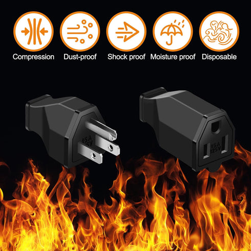 Treela 5 Sets Extension Cord Plug Replacement Extension Cord Ends 125V 15A 2 Pole 3 Wire Male Plug and Female Connector Straight Plug Replacement ...