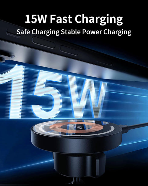 Magnetic Wireless Car Mount Charger, 15W Fast Charging Mag-Safe Car Mount,Magnetic Car Phone Holder Mount, Car Cell Phone Holder Fit iPhone 15 14 ...