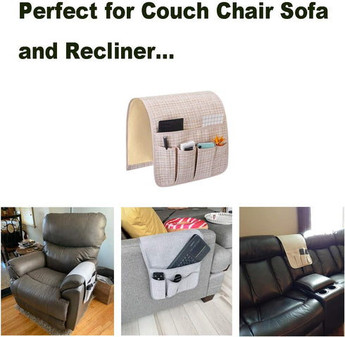Flyingshark Non-Slip Remote Control Holder, Armrest Organizer for Recliner Couch Sofa Chair, Armchair Caddy with 5 Pockets for Smart Phone, Book, ...