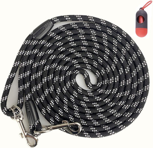 Long Rope Dog Leash for Dog Training 12FT 20FT 30FT 50FT, Reflective Threads Dog Cat Leashes Tie-Out Check Cord Recall Training Agility Lead for L...