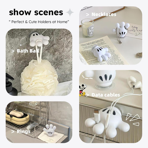 2PCS Cute Hanging Toothbrush Holder, Hand Wall Hanging Utility Suction Hooks with StickyPads, Multi-Function Mouse Bathroom Decor, Key Holder Show...