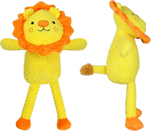 Dog Squeaky Plush Toy, Soft Stuffed Lion Toys with Squeaker & Crinkle Paper, Durable Interactive Chew Pet Supplies for Puppies, Cute Animal Toys f...