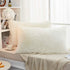 JAUXIO Long Faux Fur Soft Soild Decorative Pillowcase Oblong Fluffy Throw Pillow Cover Velvet Shaggy Plush Cushion Case Set of 2 Zipper Closure Ki...