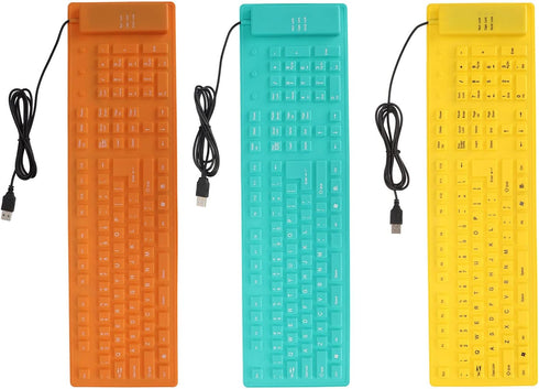 GOWENIC 108 Keys Foldable Silicone Keyboard, Waterproof USB Wired Keyboard Plug and Play Mute Roll Up Keyboard for Computer Notebook PC (Green)...