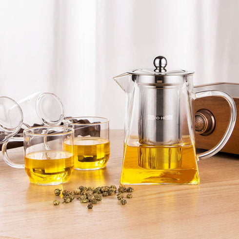 Glass Teapot with infuser, Tea Infusers for Loose Tea, Small Loose Leaf Tea pot, Heat resistant, Ideal for Tea Parties and Stovetop Brewing?600ml...