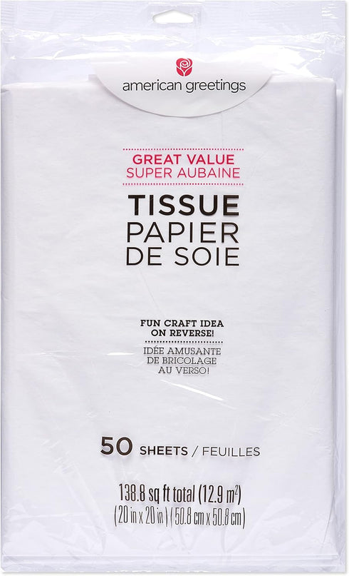 American Greetings 50 Sheet 20 in. x 20 in. White Tissue Paper for Graduation, Birthdays and All Occasions...