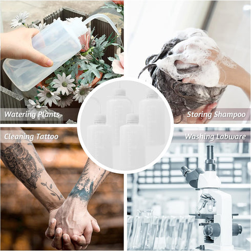 4 Packs 250ml Plastic Tattoo Wash Bottle with Squeeze Dispenser, White...