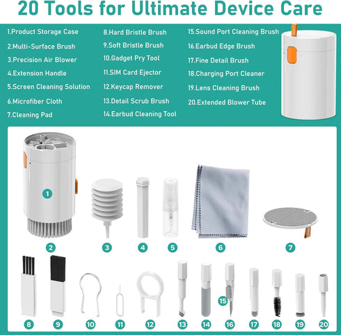 Laptop Phone Keyboard Cleaning Kit, 20 in 1 Electronic Screen, Charging Port, Airpod Cleaner Kit with Microfiber Cloth, Keyboard Brush, Cleaning S...