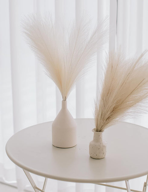 ChagoArt-Pampas Grass Decor Tall-Faux Pampas Grass Small 17"-6 Stems-Beige and Taupe-Brown-Pompas Floral-Fake Pampas Grass-Artificial Pampas Grass...