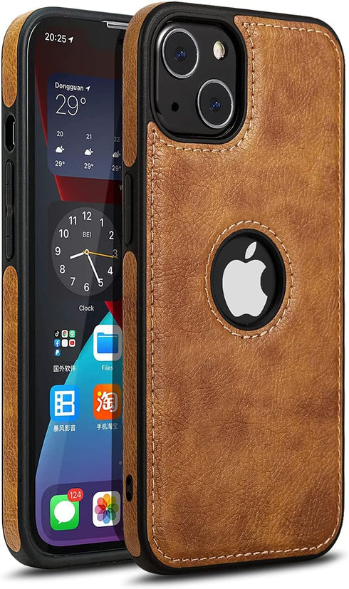 Unique Design Luxury Leather Business Phone Case for iPhone 13 Anti-Slip Scratch Resistant Ultra Slim Protective Case (2021,6.1”) (Brown)......