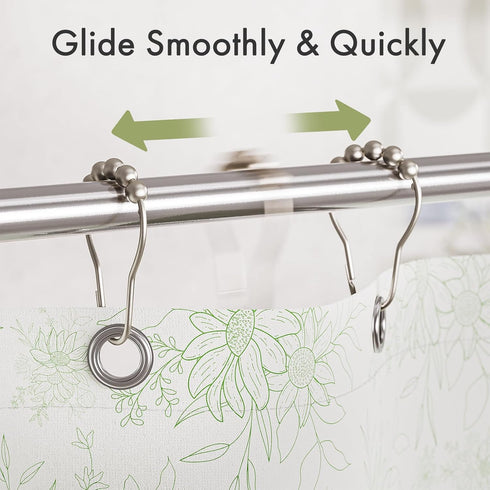 Amazer Shower Curtain Rings, Rust-Resistant Metal Shower Hooks Ring Shower Rings for Curtain Rolling Shower Curtain Hooks for Bathroom Shower Rod ...