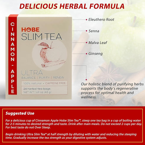 Ultra Slim Tea, Cinnamon Apple, Tea Bags, 24 Count Box, 1.69 Oz...
