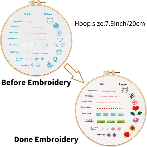 Louise Maelys Beginners Embroidery Kit, 8 Basic Stitches Practice kit for Adults,Cross Stitch Starter Kits with Embroidery Cloth Hoop Needles Inst...
