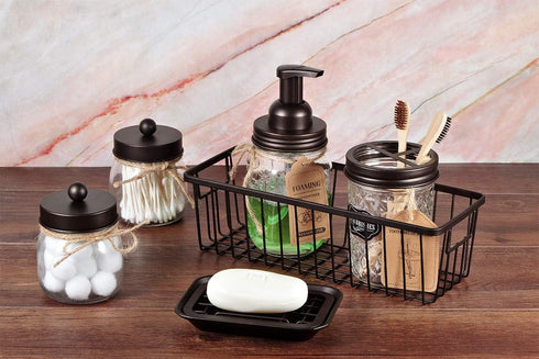 Kitchen and Bathroom Soap Dish Tray - Metal 2-Piece Soap Dish Tray with Drainage Grid and Holder for Kitchen Sink Countertops to Store Soap, Spong...
