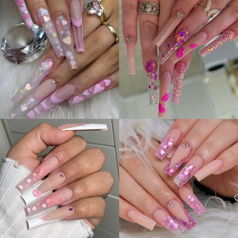 12Grids Valentine's Day Nail Glitter Sequins Holographic Gold Pink Heart Nail Art Glitter Flakes 3D Flower Rabbit Butterfly Charm Nail Sequins Gli...