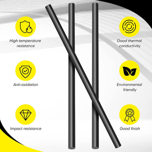 Lounsweer 3 Pcs Graphite Rod 0.5"OD x 12"L Crucible Graphite Stir Rod Stick Long Carbon Stirring Rod for Melting Casting Refining Gold Silver Copp...