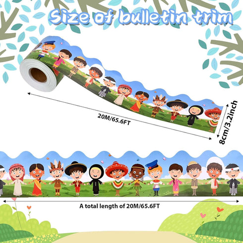 65.6Ft Diversity Bulletin Board Border Diverse Children Bulletin Border Trim All are Welcome Classroom Bulletin Board Border for Blackboard Wall D...