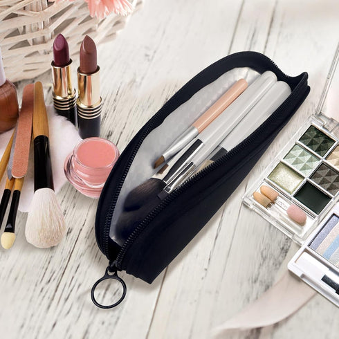 Aosbos Travel Makeup Brush Holder Bag, Small Cosmetic Pouch Organizer for Make Up Brush Traveling Case, Black Multi-functional Pouch...