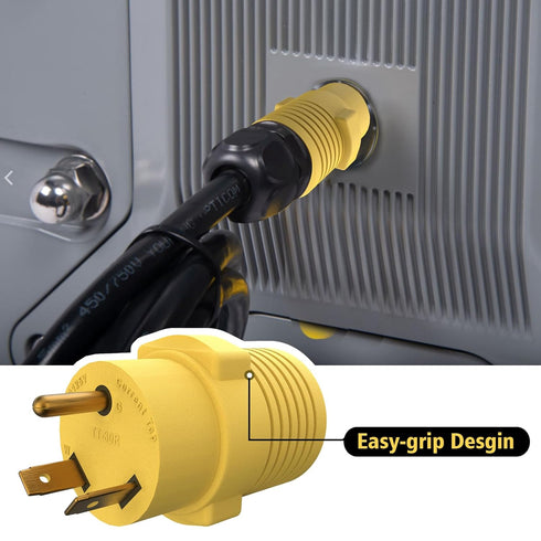 50 amp to 30 amp Rv adapter PVC 30 Amp Male (TT-30P) to 50 Amp Female (14-50R) TT-30P to 14-50R Outlet...