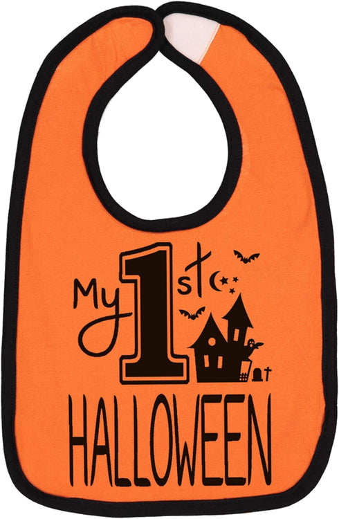 Aiden's Corner Cute Handmade Baby Holiday My 1st Halloween Orange Pumpkin Bibs...