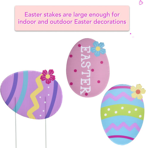 Set of 6 Easter Bunny Yard Stakes - Easter Garden Decorations with Easter Eggs and Carrot - Easter Hunt Signs Decor for Front Door, Garden, Patio,...