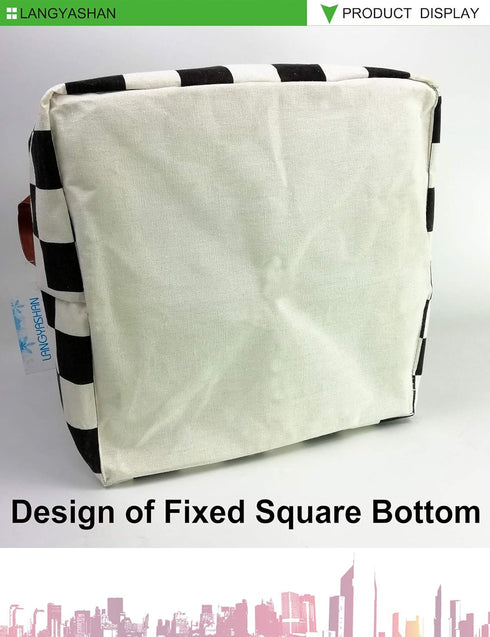 LANGYASHAN Square Storage Baskets Waterproof Canvas Children Laundry Nursery Hamper for Shelves Gift Baskets Toy Organizer Room Decor (Square Raci...