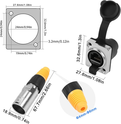 QIANRENON RJ45 Waterproof Network Connector CAT6 RJ45 Panel Mount Outdoor Waterproof Adapter RJ45 Industrial Network Coupler Assembly,Waterproof I...