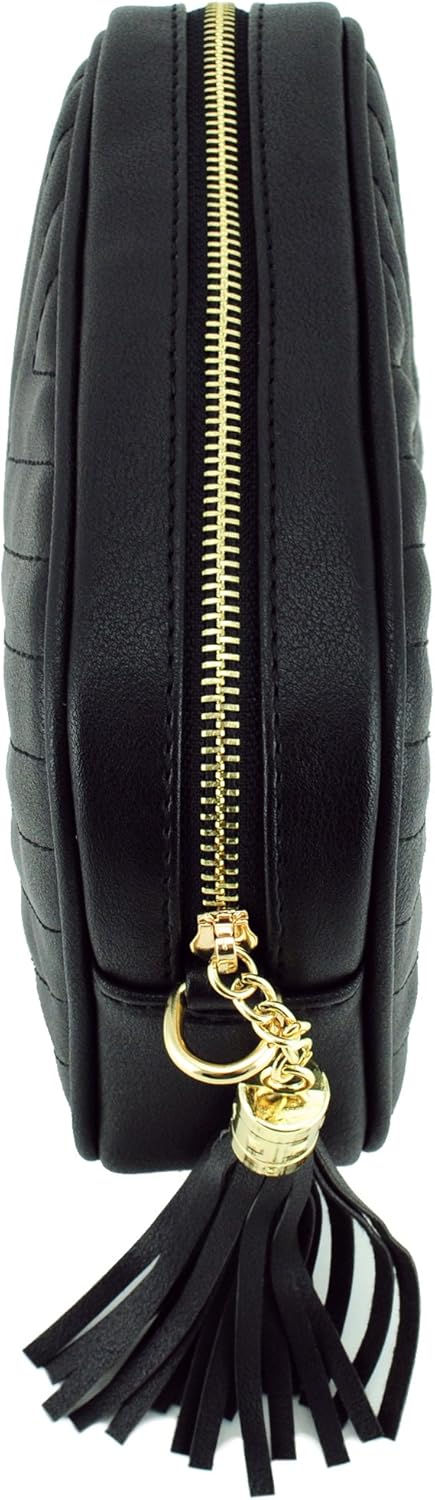 Simple Shoulder Crossbody Bag With Metal Chain Strap And Tassel Top Zipper...