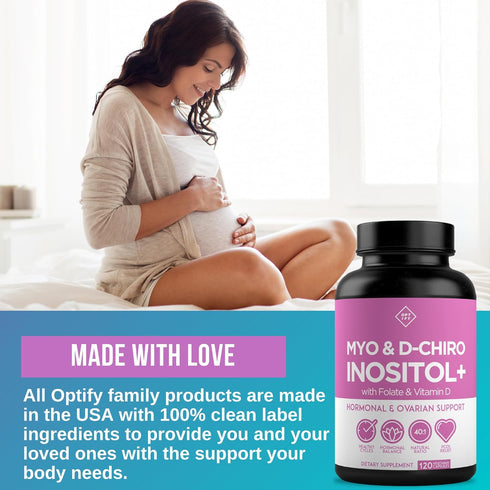 Premium Inositol Supplement - Myo-Inositol and D-Chiro Inositol Plus Folate and Vitamin D - Ideal 40:1 Ratio - Hormone Balance & Healthy Ovarian S...