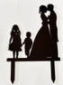 Wedding Anniversary Family Cake Topper Bride Groom couple with 2 kids (Girl & Boy (Black))...