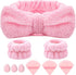 9PCS Spa Headband and Wristband Clean Set, Includes Makeup Sponges and Face Triangle Powder Puff Skincare Beauty Blender for Washing Face,Women Gi...