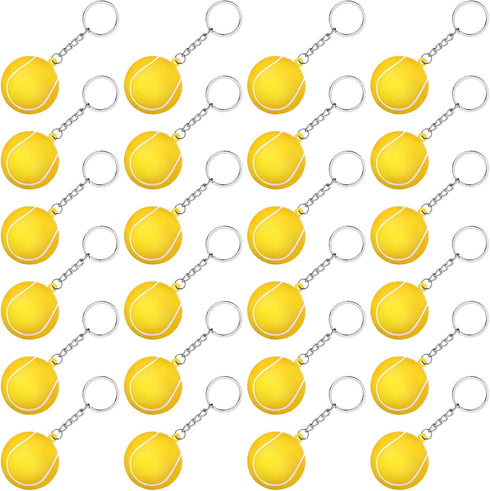 24 Pack Tennis Ball Yellow Keychains Mini Foam Tennis Ball Keychain Sport Keychains for Sports Party Favors, School Carnival Reward, Party Bag Gif...