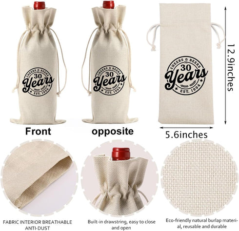YUANHAO 30th Birthday Wine Bag, 30th Birthday Gifts for Her Him, 30th Birthday Decorations for Her, Cheers And Beers to 30 Years Wine Bag...