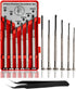 Mini Screwdriver Set Plus Tweezer, 7 PCS Total, Small Screwdriver Set with 6 Different Size Flathead and Phillips Screwdrivers, Precision Screwdri...
