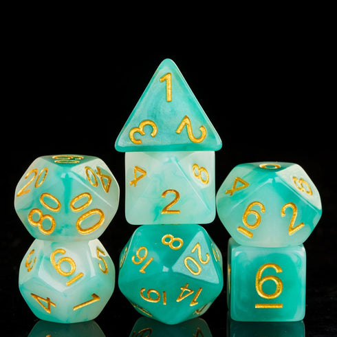 7PCS Polyhedral Dice Set, Jade DND Dice Set for Dungeon and Dragons, D&D Dice Set for Role Playing Games (Green White)...